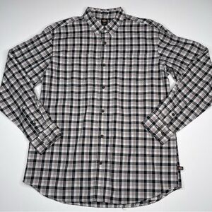 Dickies Shirt Button Plaid Black White Grey Long Sleeve Cotton Outdoor Work